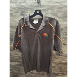 NFL Cleveland Browns Polo Shirt Brown Orange Piping VF Imagewear Mens Size M